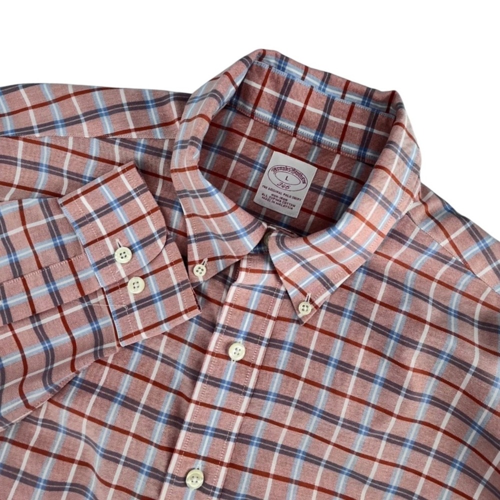 Brooks Brothers 346 Men's Large Plaid Button Down Shirt Supima Cotton